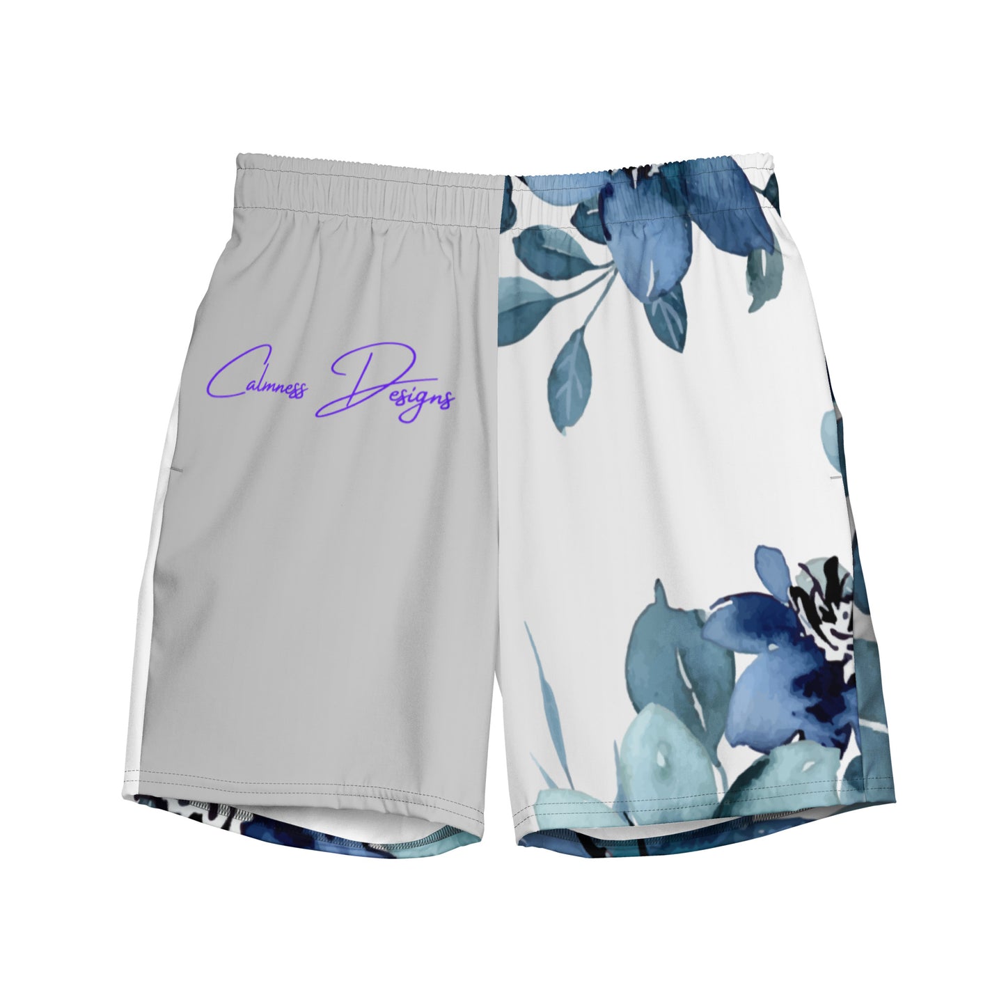 Exceptional Blue Flowers, Calmness Designs,  Men's swim trunks