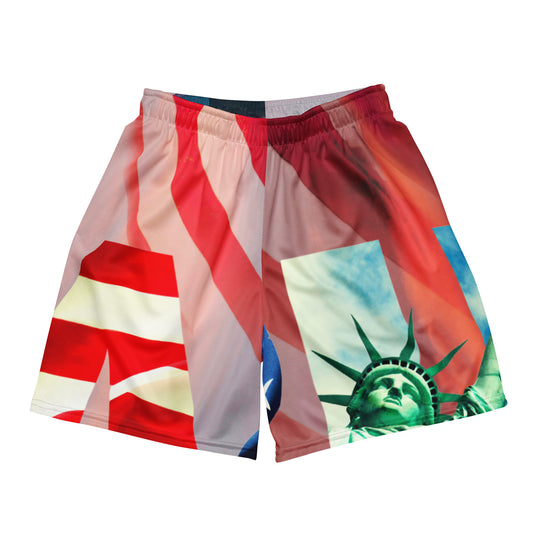 FLAG of USA, Bald Head Eagle,  Calmness Designs, Creative Designs,  Unisex mesh shorts