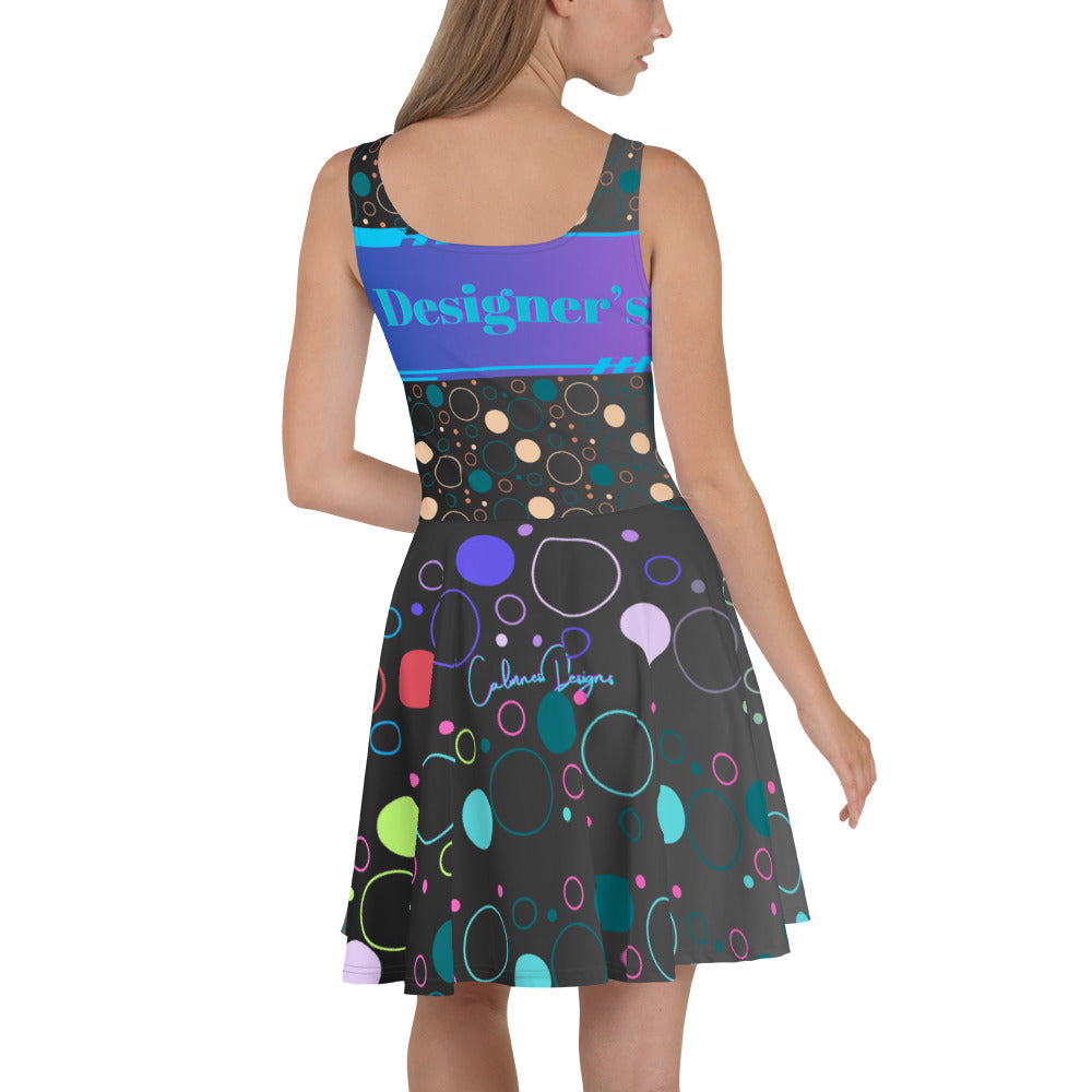 Float Bubble Pattern, (Designer's) Futuristic Frame,  CALMNESS DESIGNS,  Creative Designer's, Skater Dress