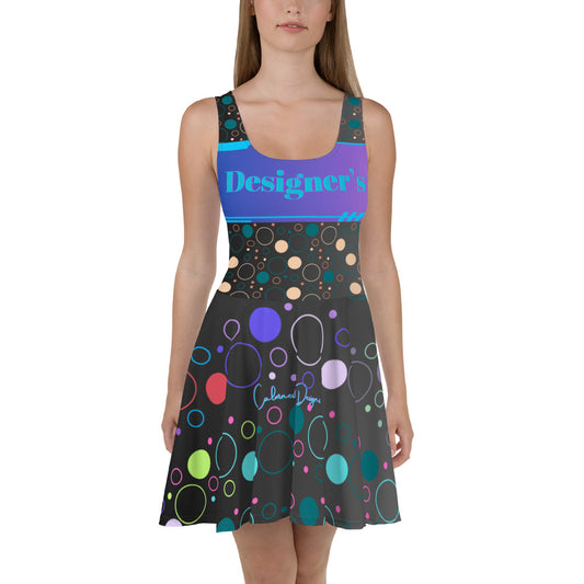 Float Bubble Pattern, (Designer's) Futuristic Frame,  CALMNESS DESIGNS,  Creative Designer's, Skater Dress