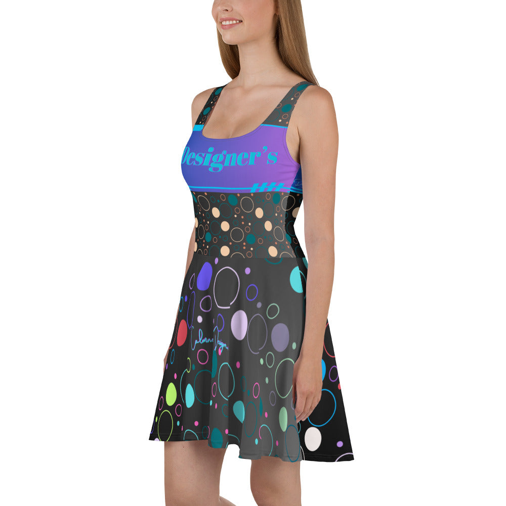 Float Bubble Pattern, (Designer's) Futuristic Frame,  CALMNESS DESIGNS,  Creative Designer's, Skater Dress