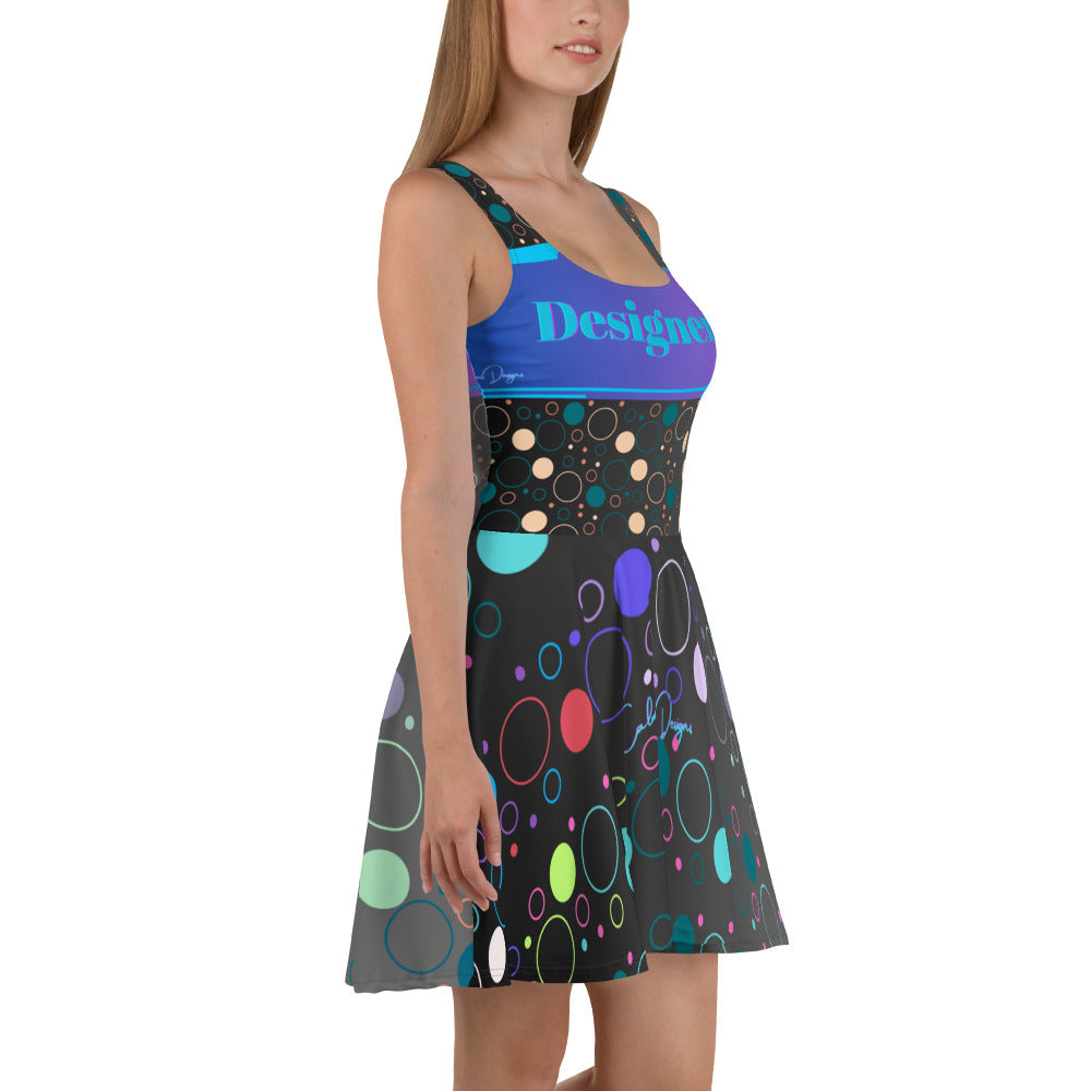 Float Bubble Pattern, (Designer's) Futuristic Frame,  CALMNESS DESIGNS,  Creative Designer's, Skater Dress