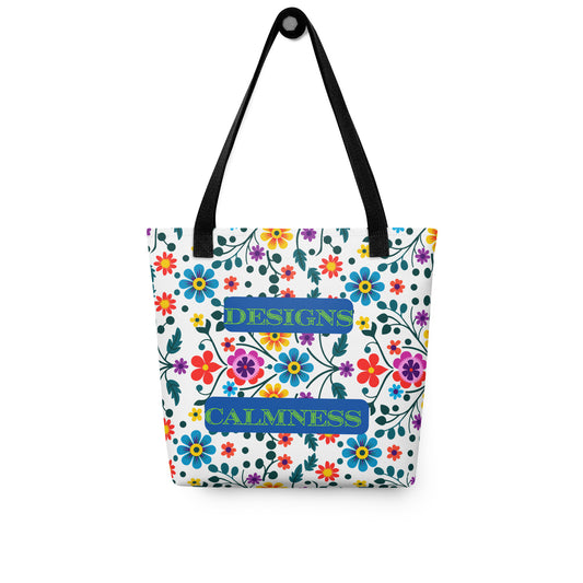 Mexican Embroidery Seamless Pattern, CALMNESS DESIGNS,  Creative Designer's,  Tote bag