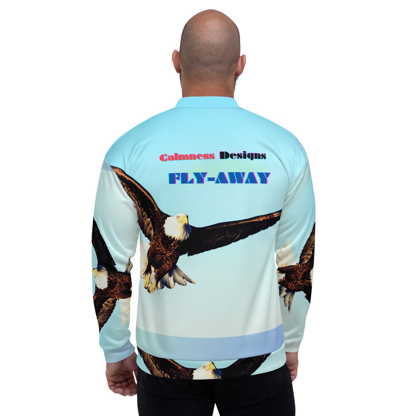 Calmness Designs, Bald Head, FLY-AWAY PLAYER 106  Unisex Bomber Jacket