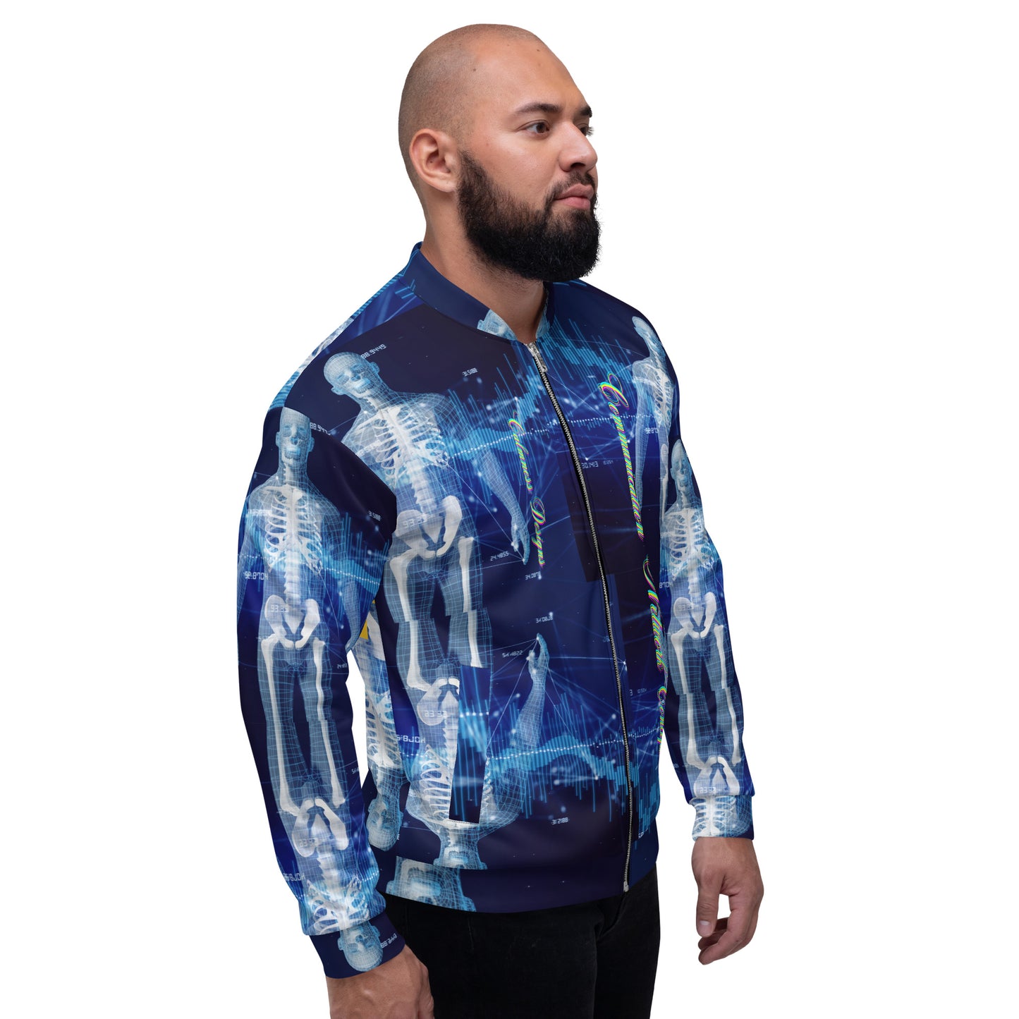 Calmness Designs, Communication Network Concept,  Unisex Bomber Jacket