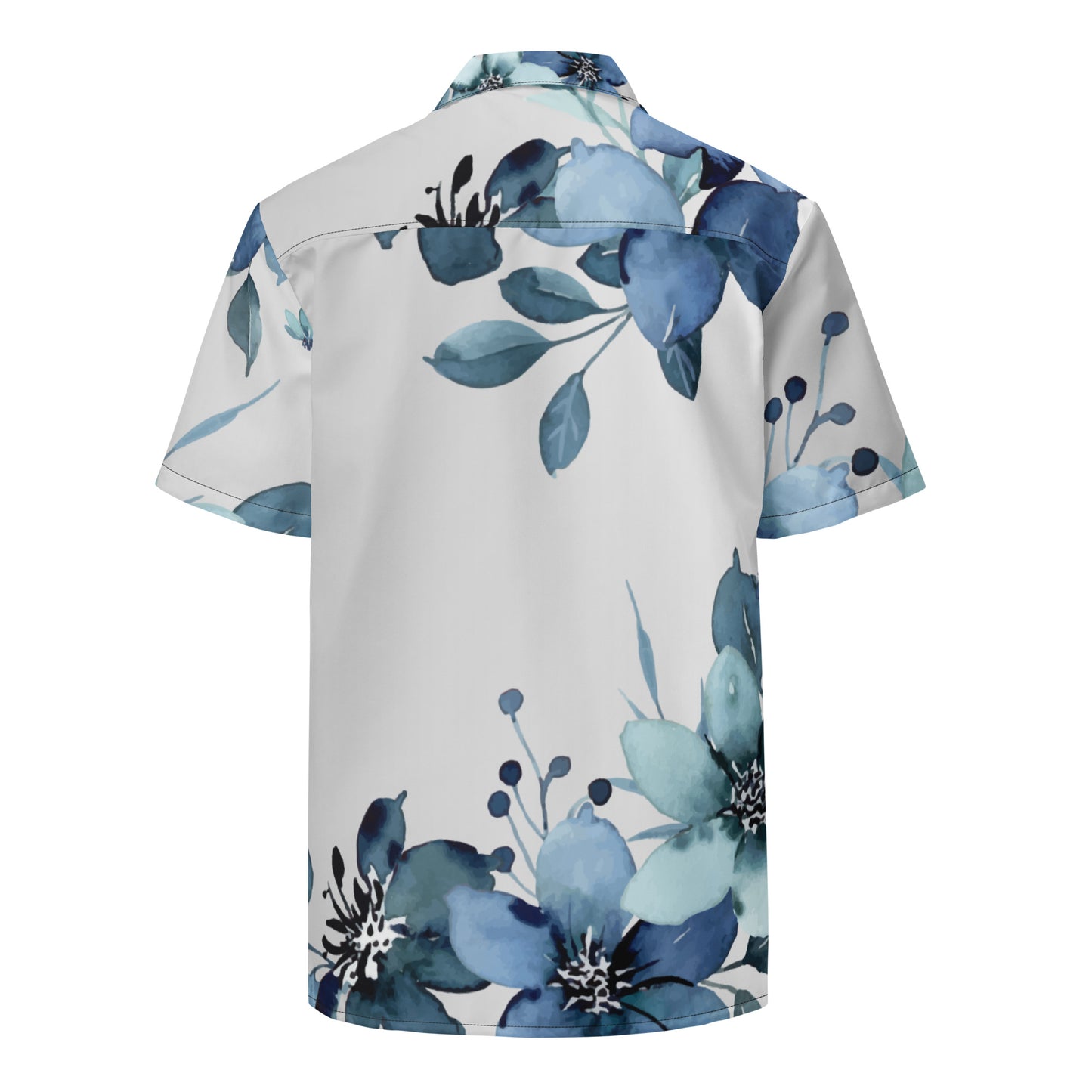 Exceptional Blue Flowers, Calmness Designs,  Unisex button shirt