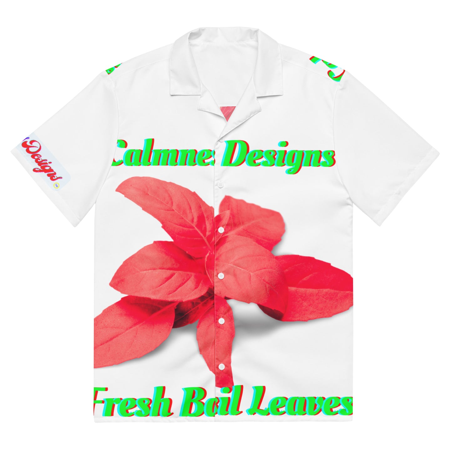 Fresh Basil Leaves, (PINK) Calmness Designs,   Unisex button shirt