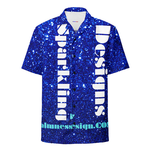 Sparkling Blue Color Sparkling Designs By Calmnessdesign.COM, Unisex button shirt