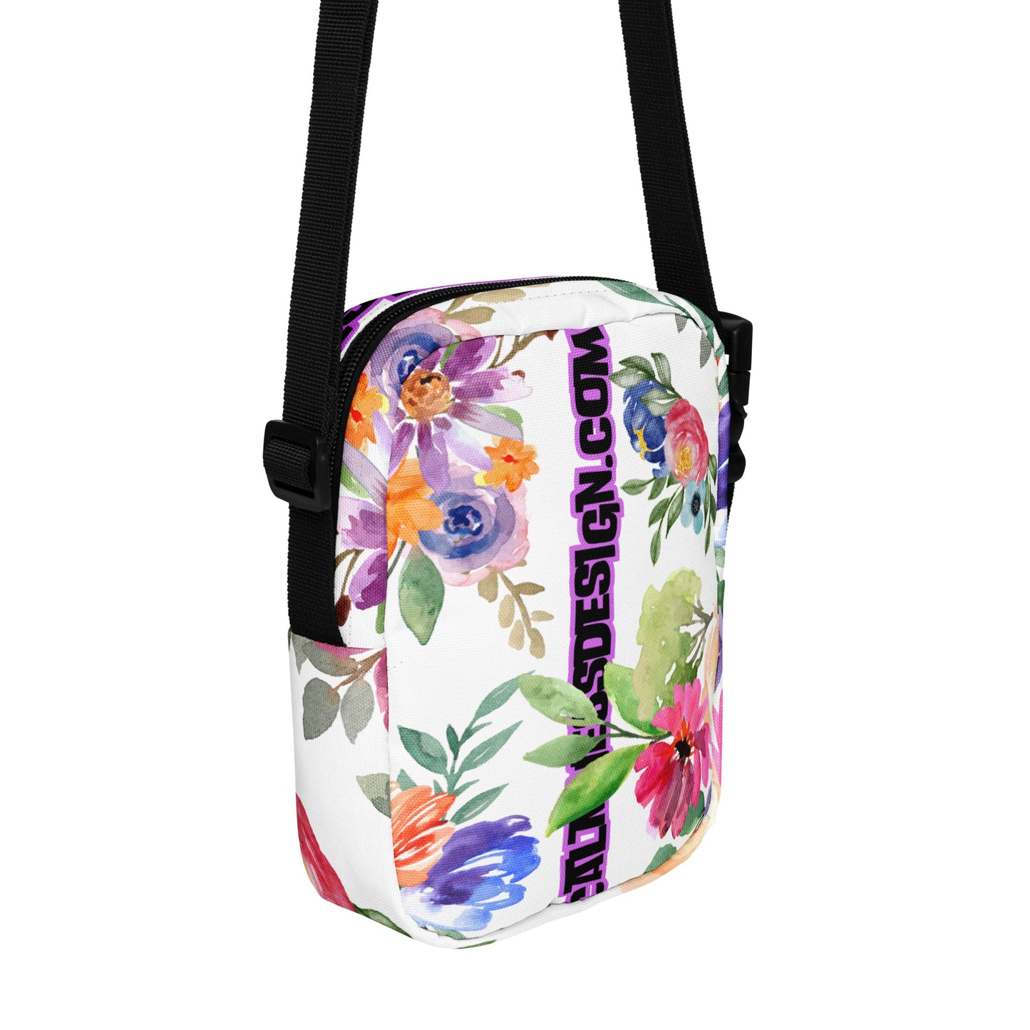 Wreaths Watercolor Flower Cutout, Calmness Designs, Calmnessdesign.COM,  Utility crossbody bag