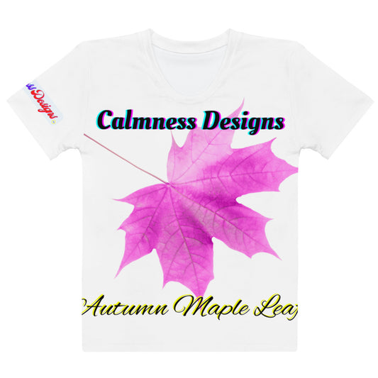 Autumn Maple Leaf, (PINK) Calmness Designs,   Women's T-shirt