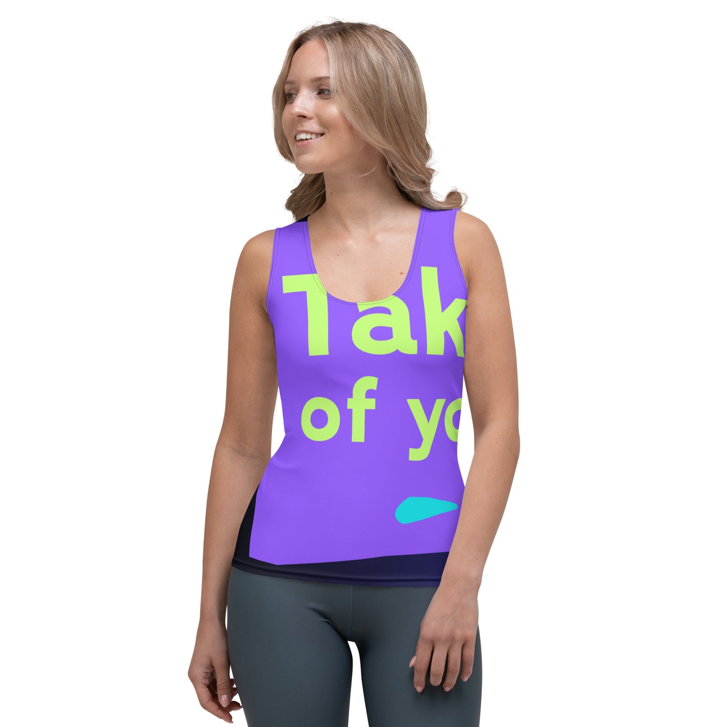 Flat Cutout Take Care of Your Body, CALMNESS DESIGNS,  Creative Designer's,  Sublimation Cut & Sew Tank Top