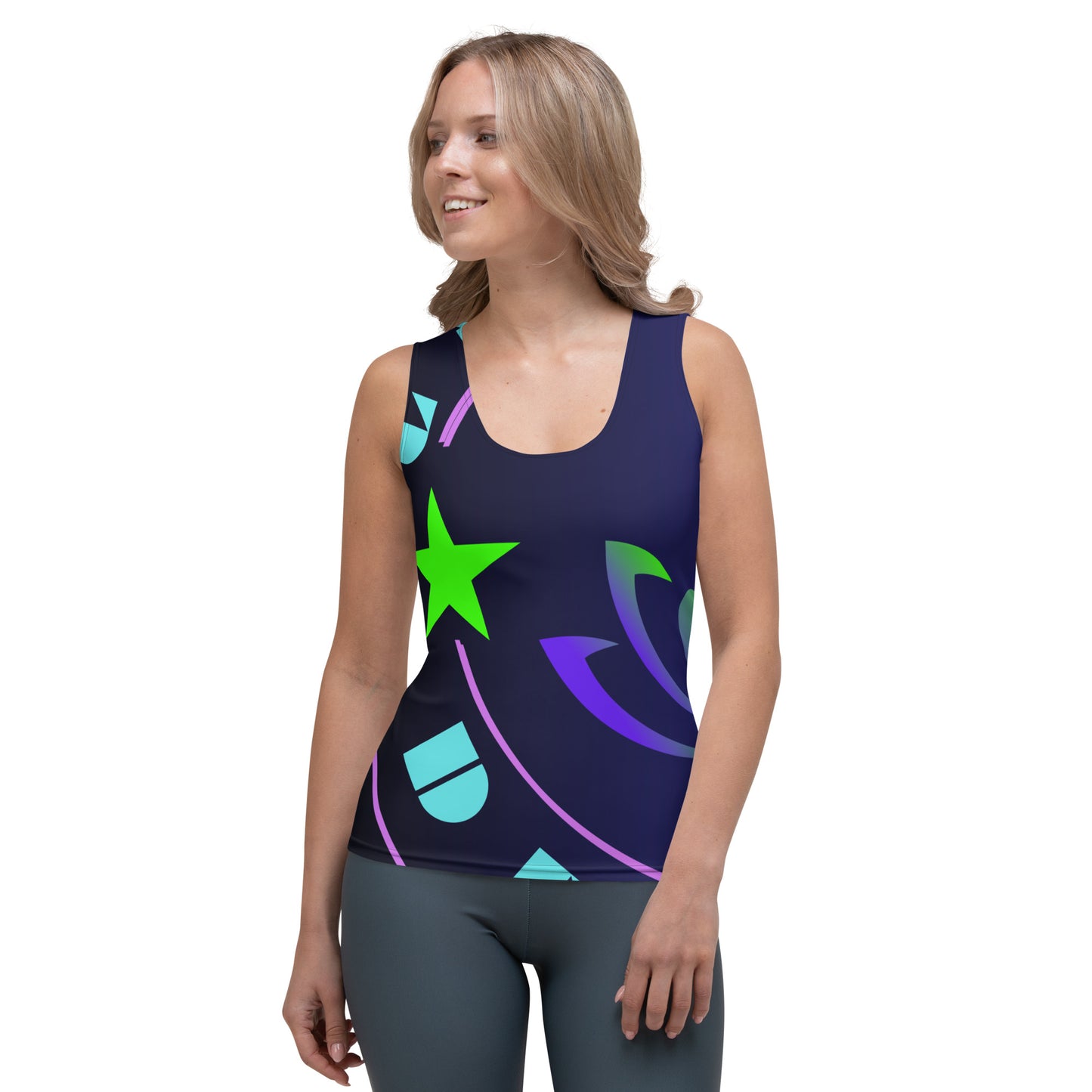 Yoga Meditation, Lotus Pose, Stars,  CALMNESS DESIGNS,  Creative Designer's,  Sublimation Cut & Sew Tank Top