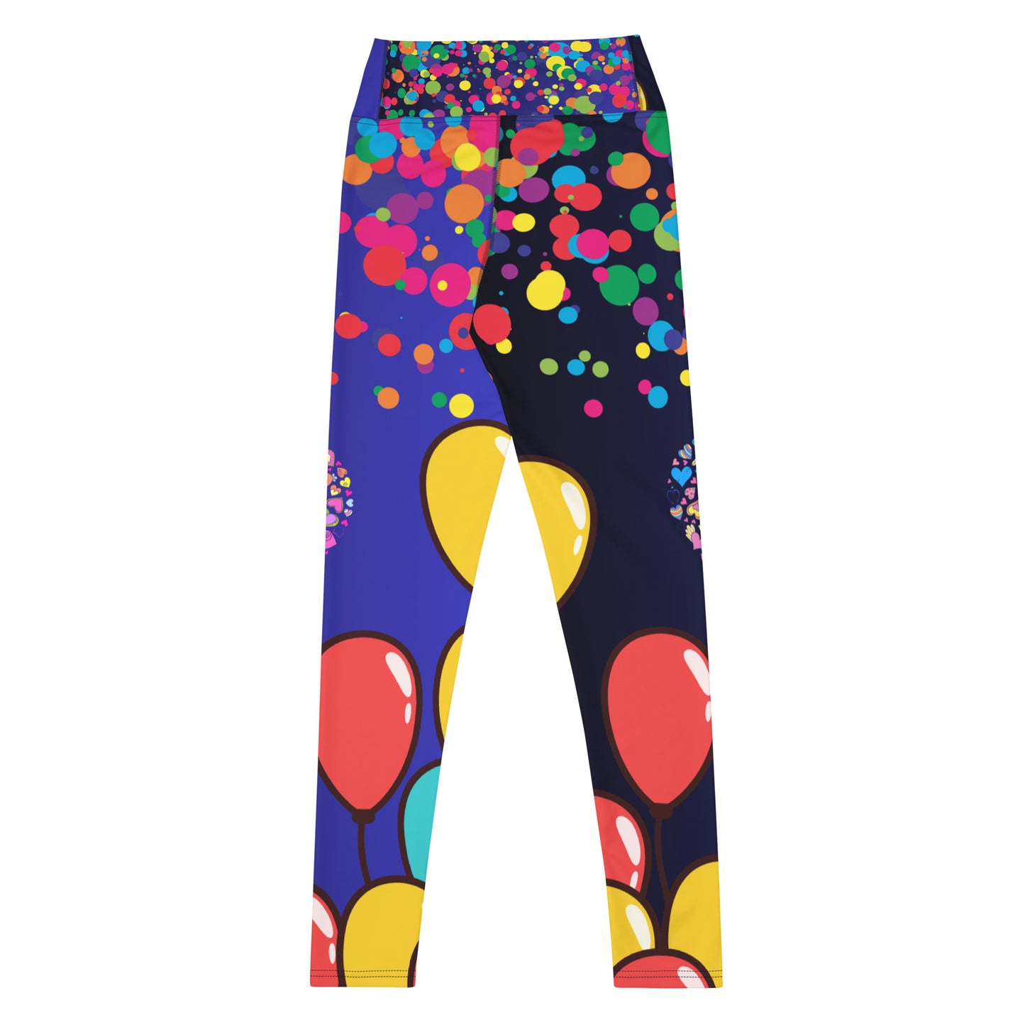 Hearts Pattern, Bunch of Balloon, Colorful Falling Confetti,  CALMNESS DESIGNS,  Creative Designer's, Yoga Leggings