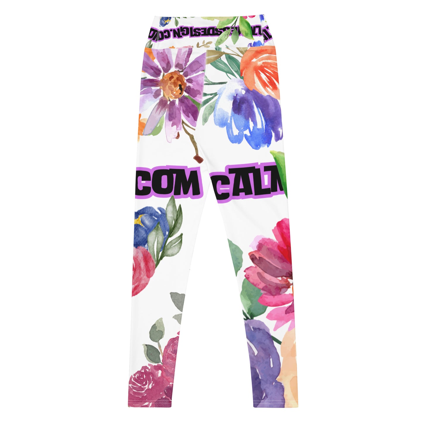 Wreaths Watercolor Flower Cutout, Calmness Designs,  Yoga Leggings