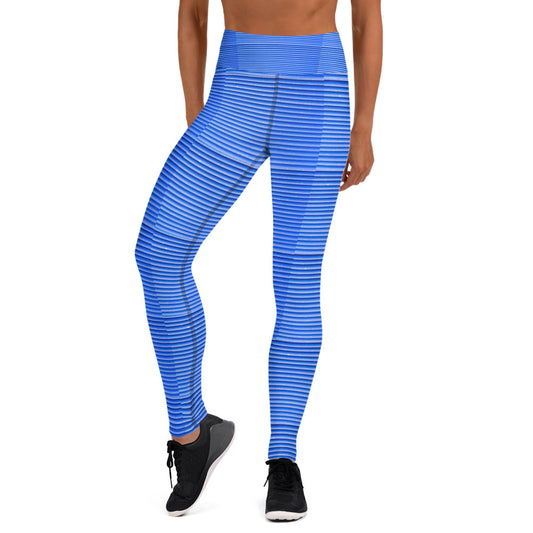 Blue-Stripes, Calmness Designs Yoga Leggings