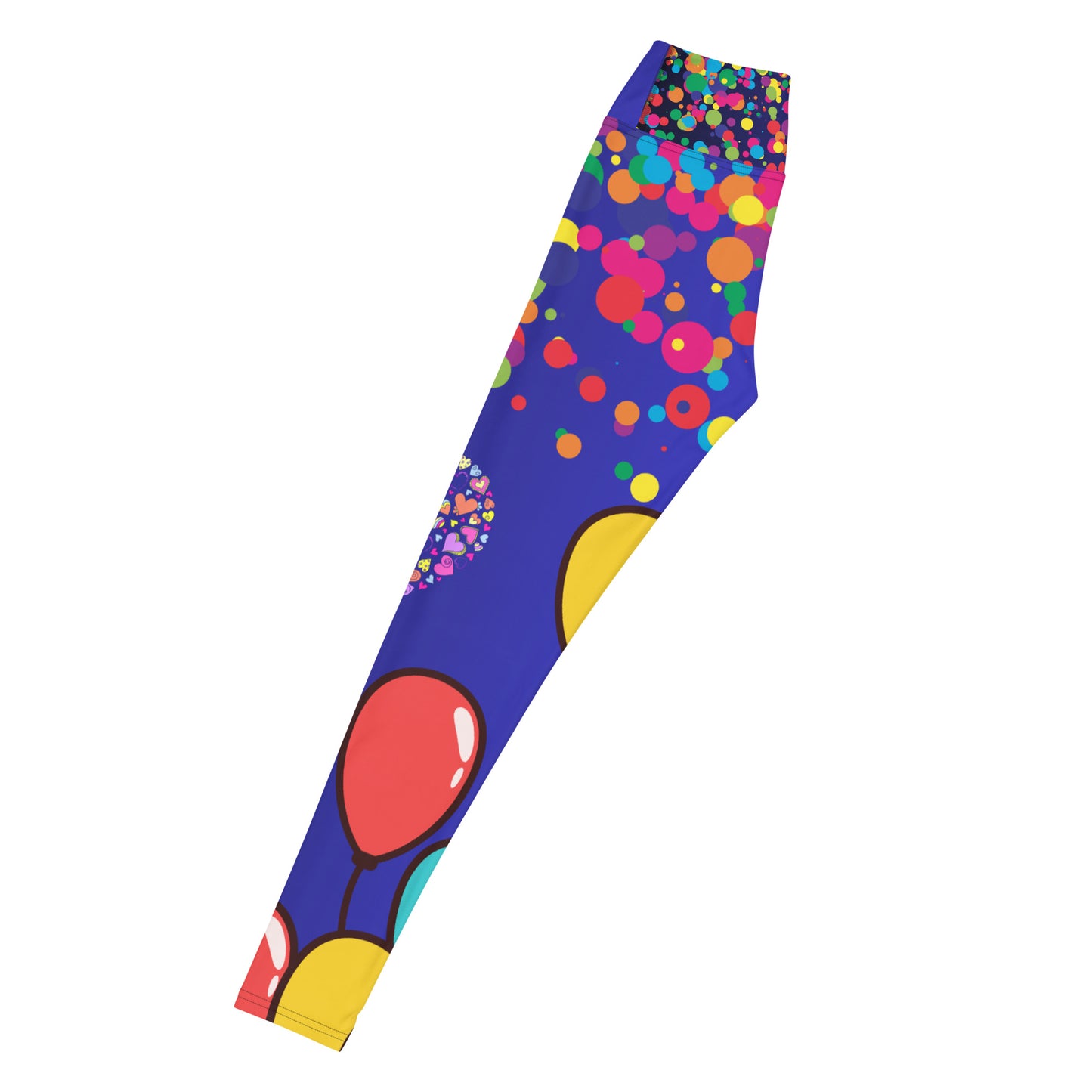 Hearts Pattern, Bunch of Balloon, Colorful Falling Confetti,  CALMNESS DESIGNS,  Creative Designer's, Yoga Leggings