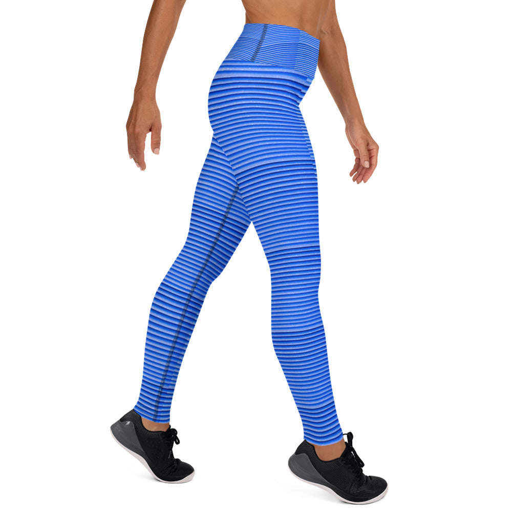 Blue-Stripes, Calmness Designs Yoga Leggings