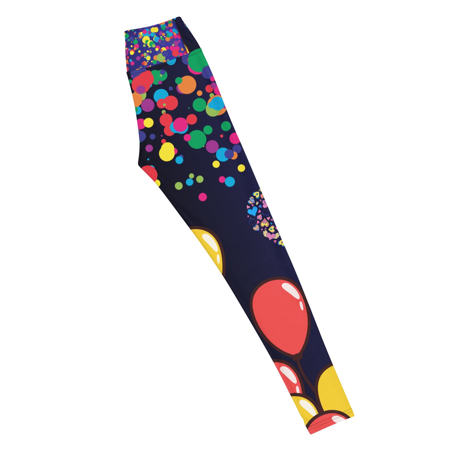 Hearts Pattern, Bunch of Balloon, Colorful Falling Confetti,  CALMNESS DESIGNS,  Creative Designer's, Yoga Leggings