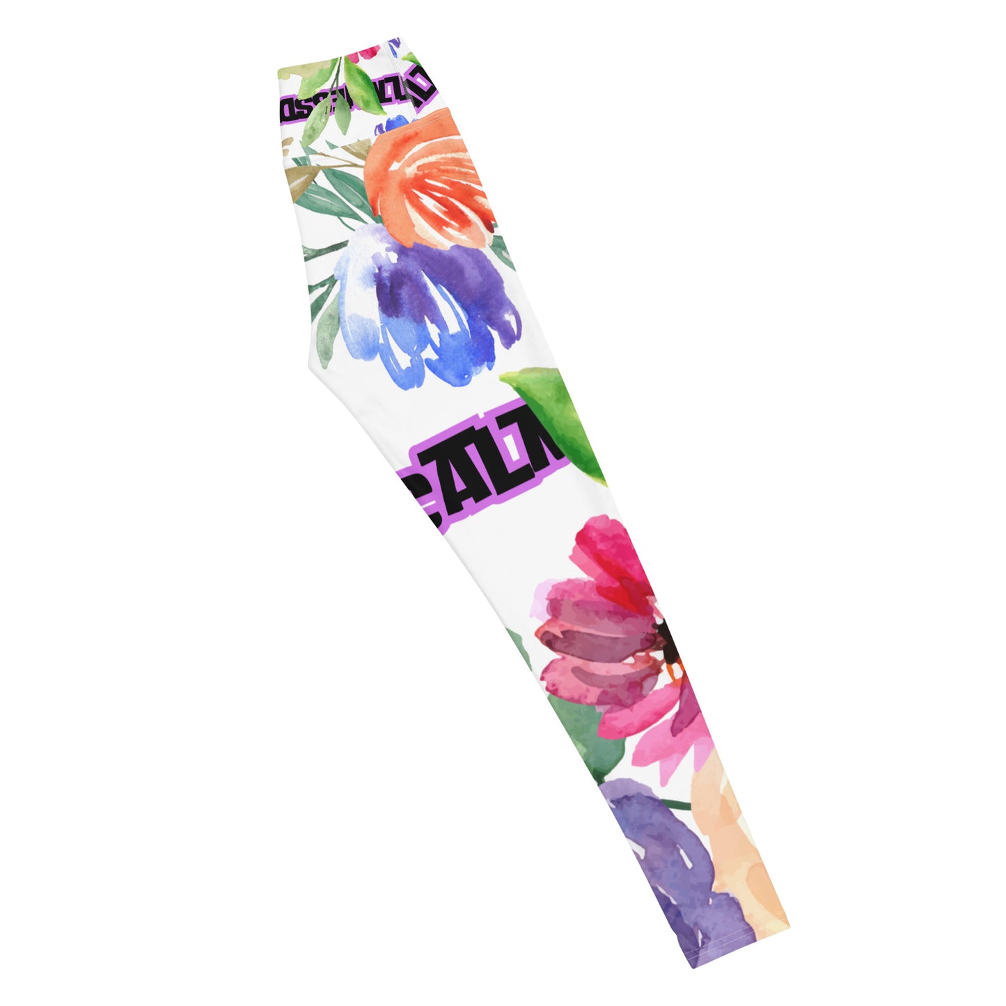 Wreaths Watercolor Flower Cutout, Calmness Designs,  Yoga Leggings