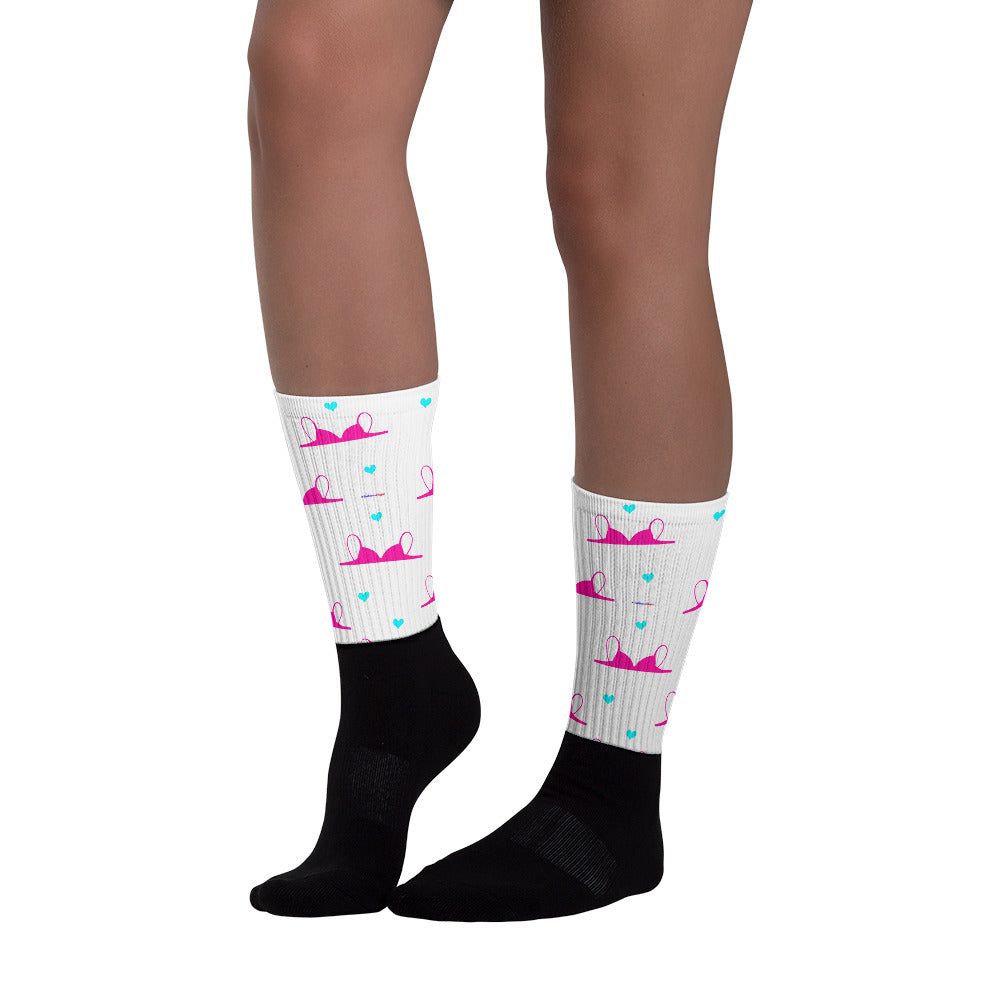 Pink-Bra, Blue Hearts, Calmness Designs,   Socks