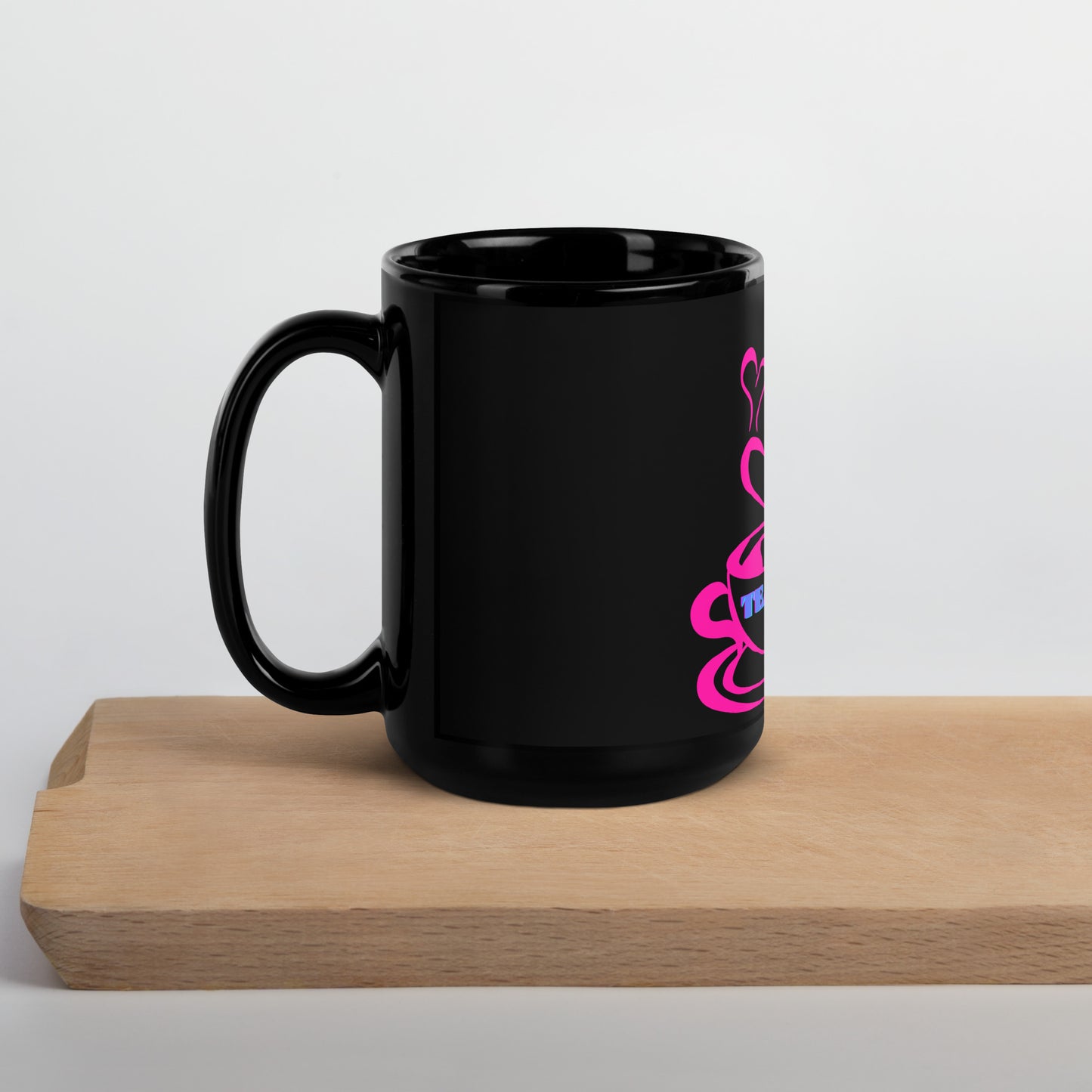 TEA LOVER'S 2 CUPS of COFFEE, Hearts, CALMNESS DESIGNS,  Creative Designer's, Black Glossy Mug