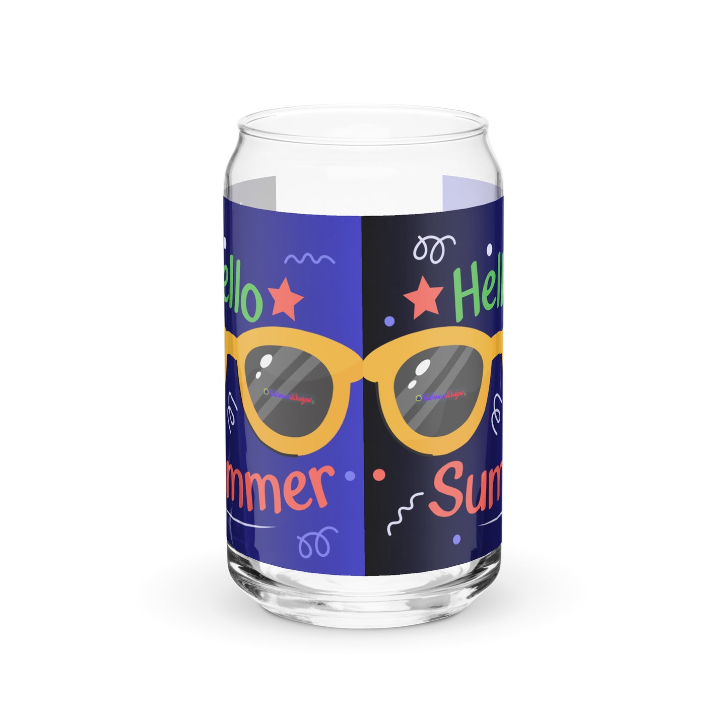 Hello Summer, Summer Vacation Sun Glasses, Stars,  CALMNESS DESIGNS,  Creative Designer's,  Can-shaped glass