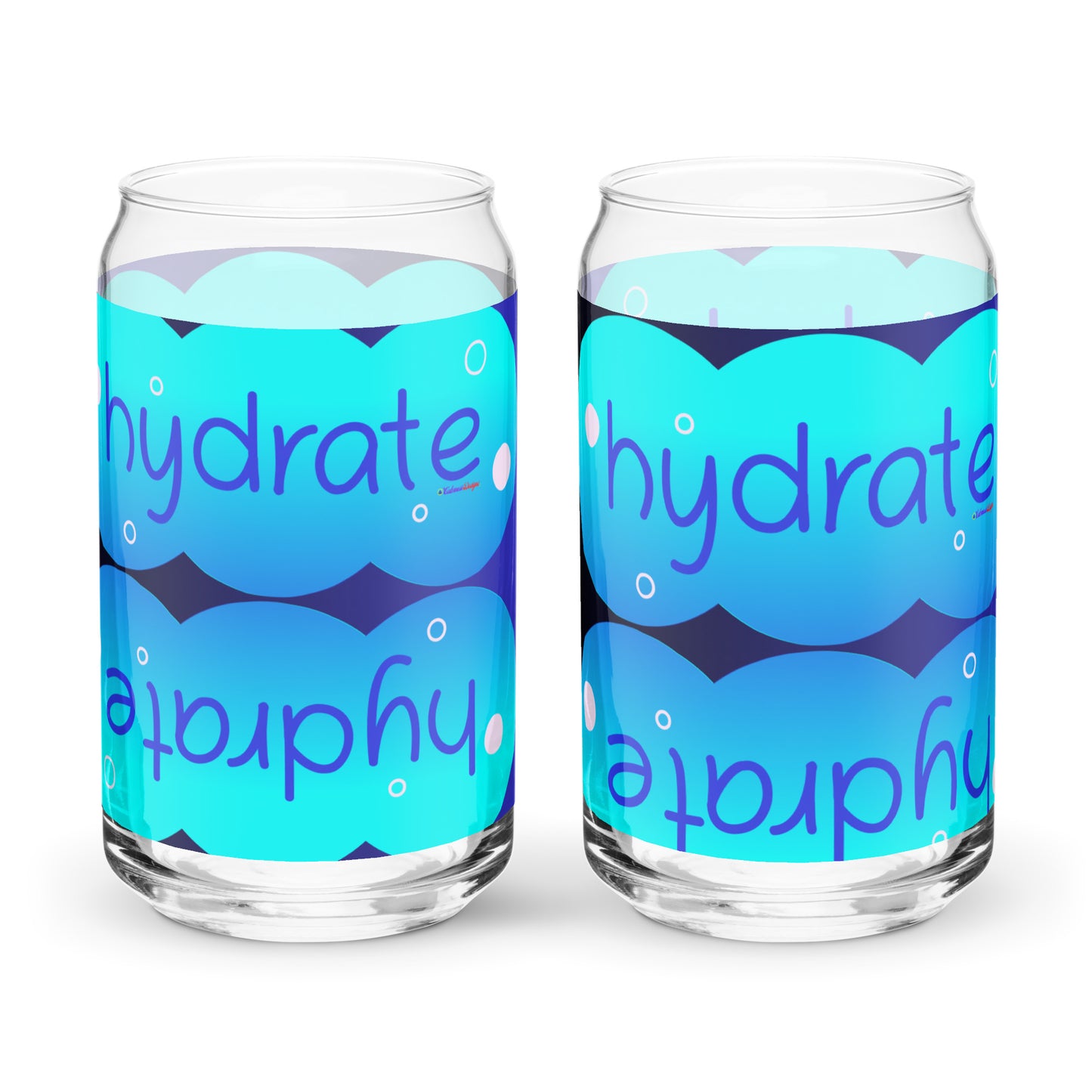 Elevated Cartoony HYDRATE, CALMNESS DESIGNS,  Creative Designer's,  Can-shaped glass