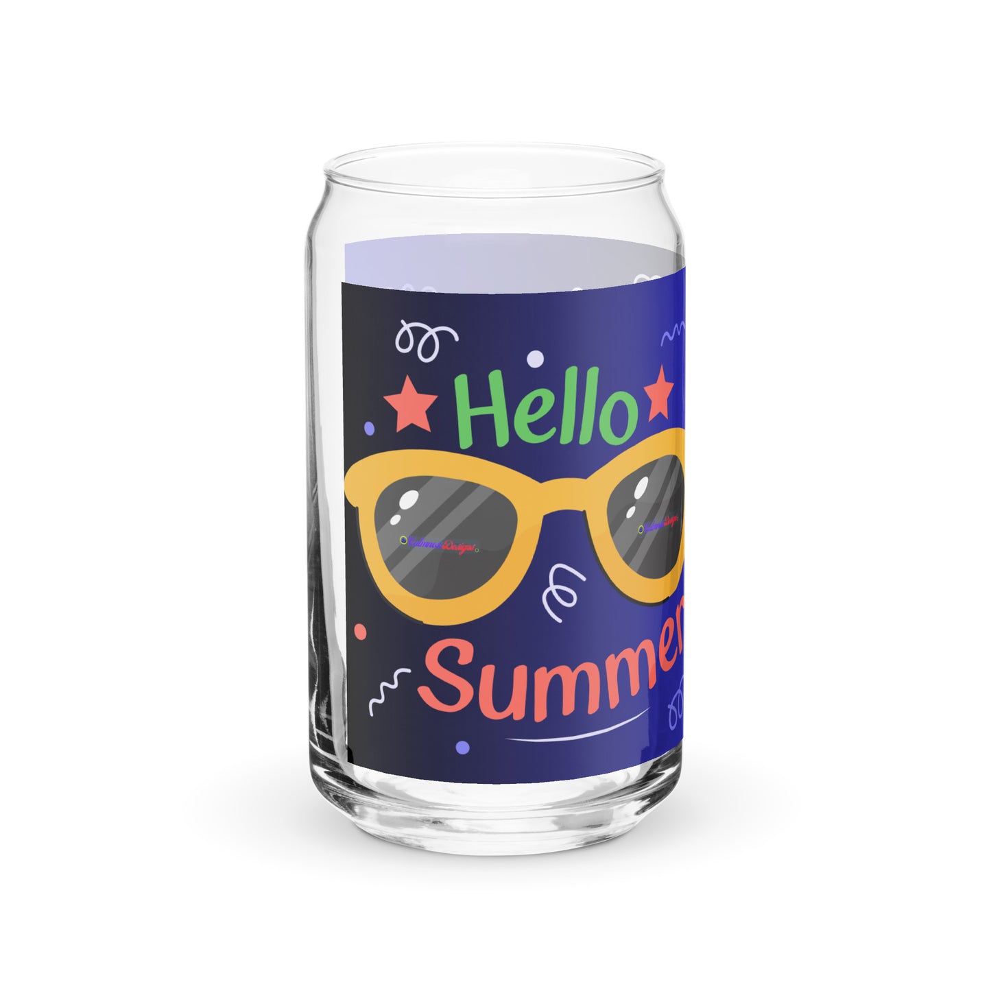 Hello Summer, Summer Vacation Sun Glasses, Stars,  CALMNESS DESIGNS,  Creative Designer's,  Can-shaped glass