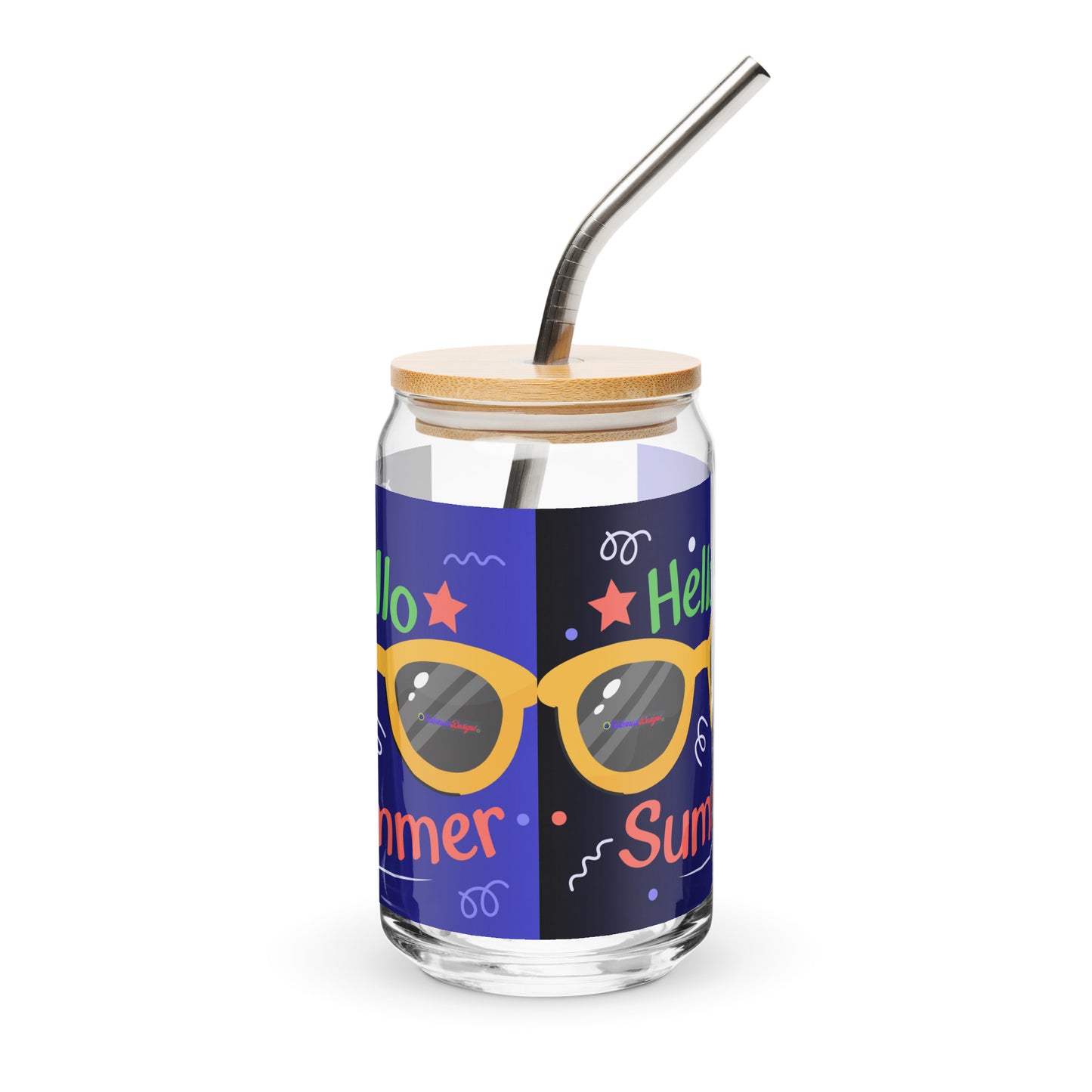 Hello Summer, Summer Vacation Sun Glasses, Stars,  CALMNESS DESIGNS,  Creative Designer's,  Can-shaped glass