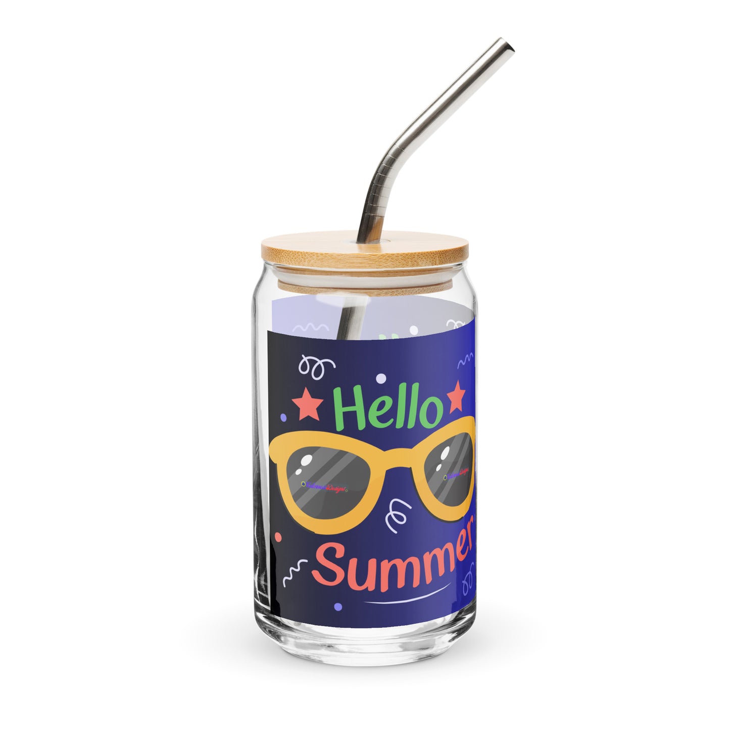 Hello Summer, Summer Vacation Sun Glasses, Stars,  CALMNESS DESIGNS,  Creative Designer's,  Can-shaped glass