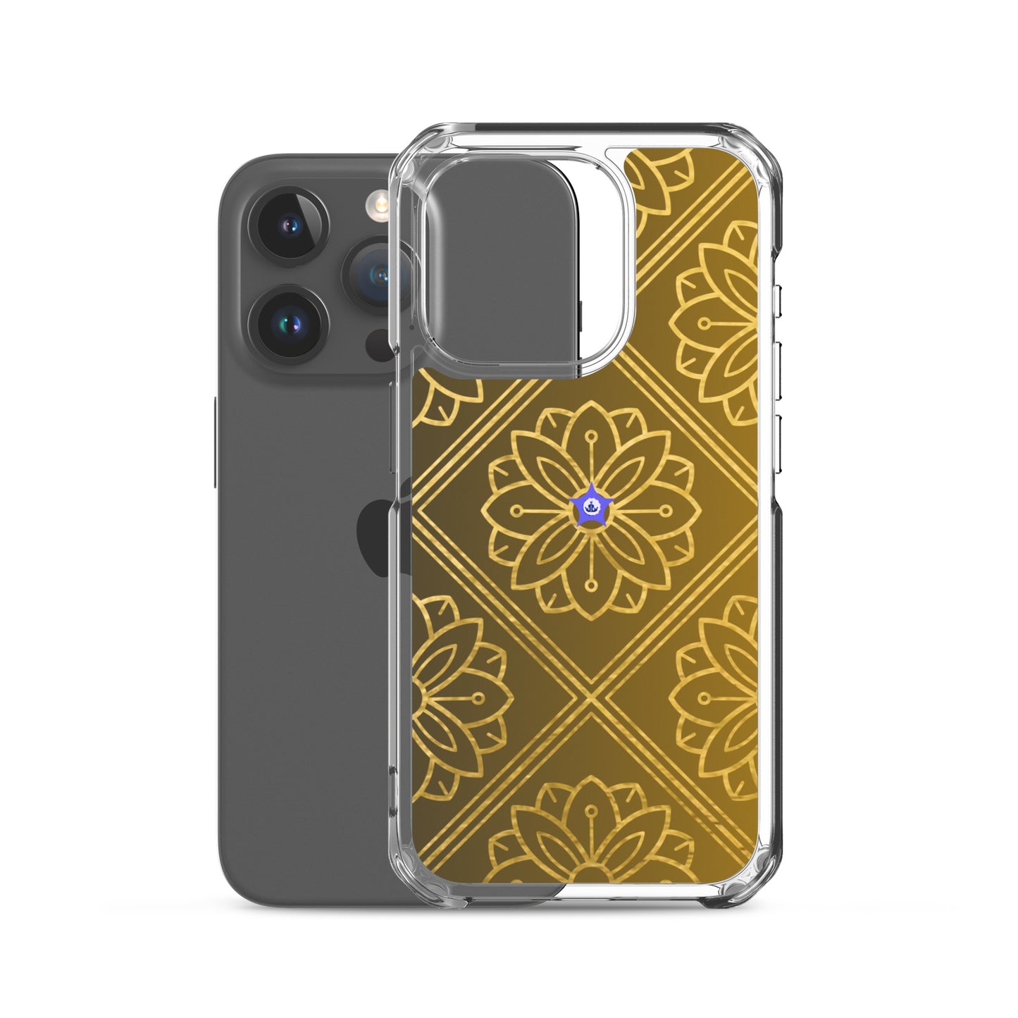 Bidri Decorative Elements Seamless Pattern Line art Clean-GOLD, CALMNESS DESIGNS,  Creative Designer's,  Clear Case for iPhone®