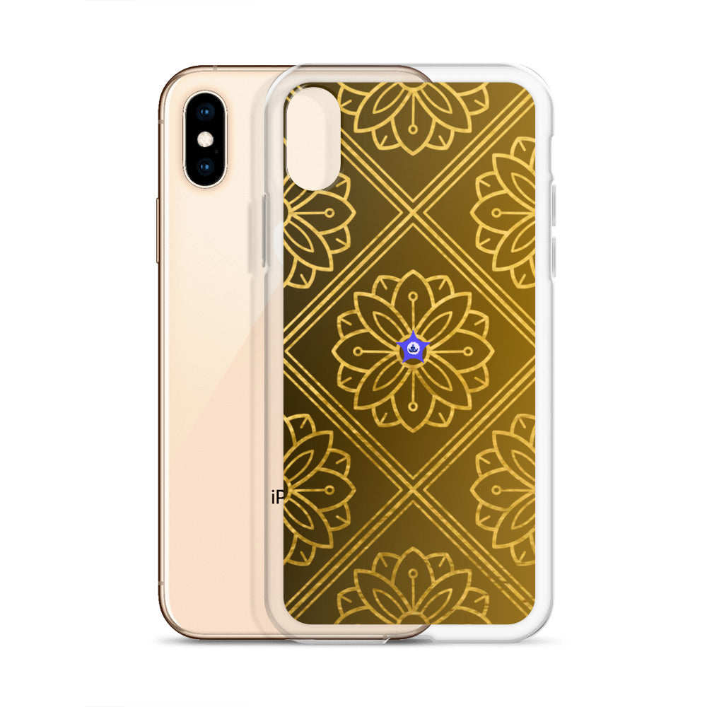 Bidri Decorative Elements Seamless Pattern Line art Clean-GOLD, CALMNESS DESIGNS,  Creative Designer's,  Clear Case for iPhone®