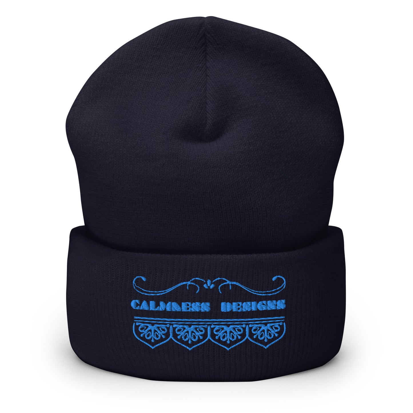 Bidri Decorative Elements Border BLUE, CALMNESS DESIGNS,  Creative Designer's,  Cuffed Beanie