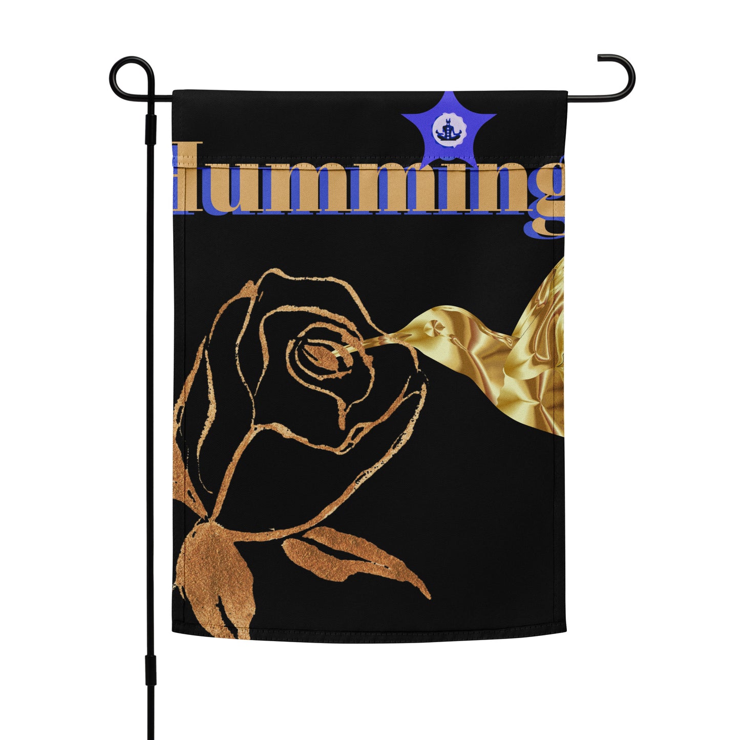 Golden-Hummingbird, Golden-Rose, CALMNESS DESIGNS,  Creative Designer's,  Garden flag