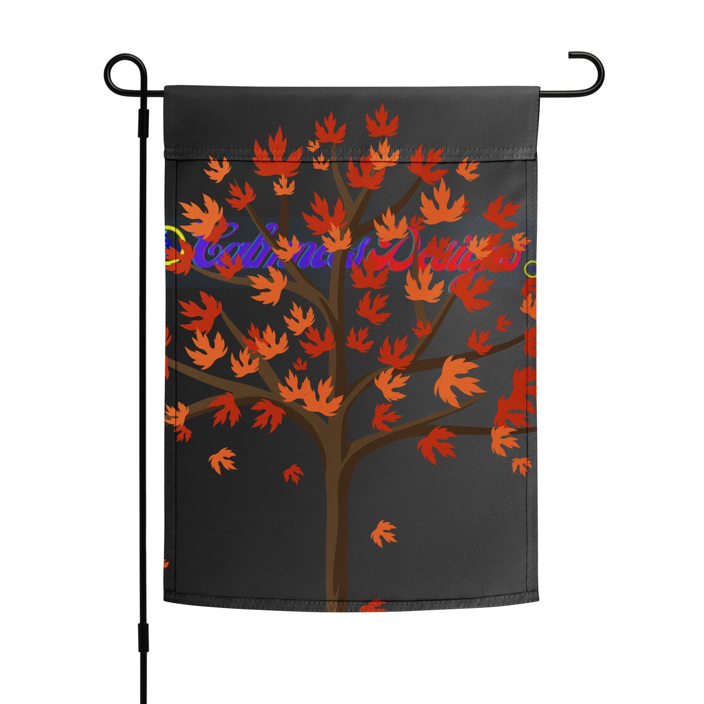 Autumn Stylized Tree with Falling Leaves,  CALMNESS DESIGNS,  Creative Designer's,  Garden flag