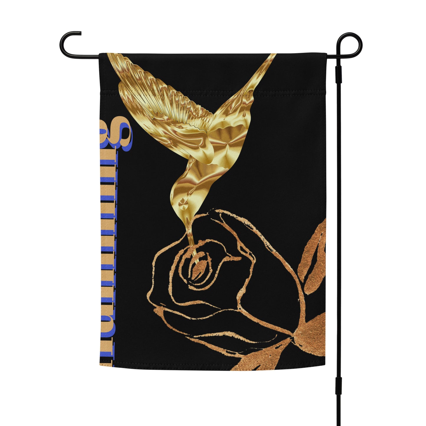 Golden-Hummingbird, Golden-Rose, CALMNESS DESIGNS,  Creative Designer's,  Garden flag