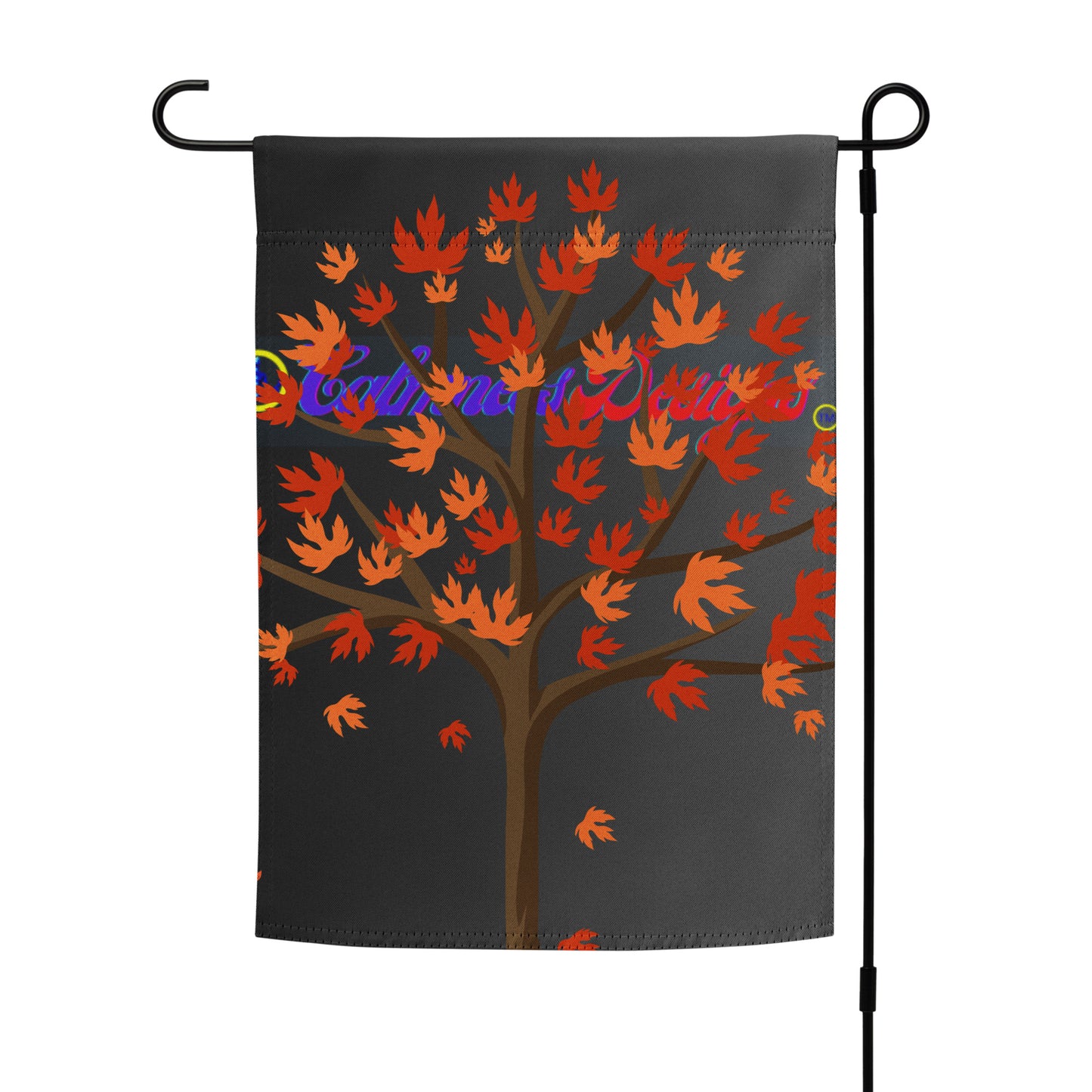 Autumn Stylized Tree with Falling Leaves,  CALMNESS DESIGNS,  Creative Designer's,  Garden flag