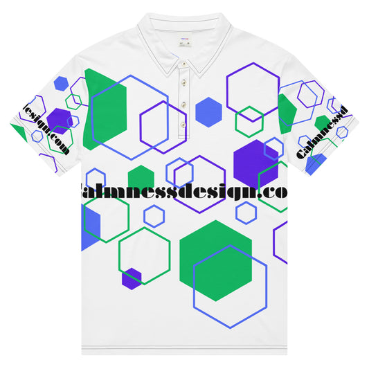 Hexagon Geometric Shapes, Calmnessdesign.COM,  Men’s slim fit polo