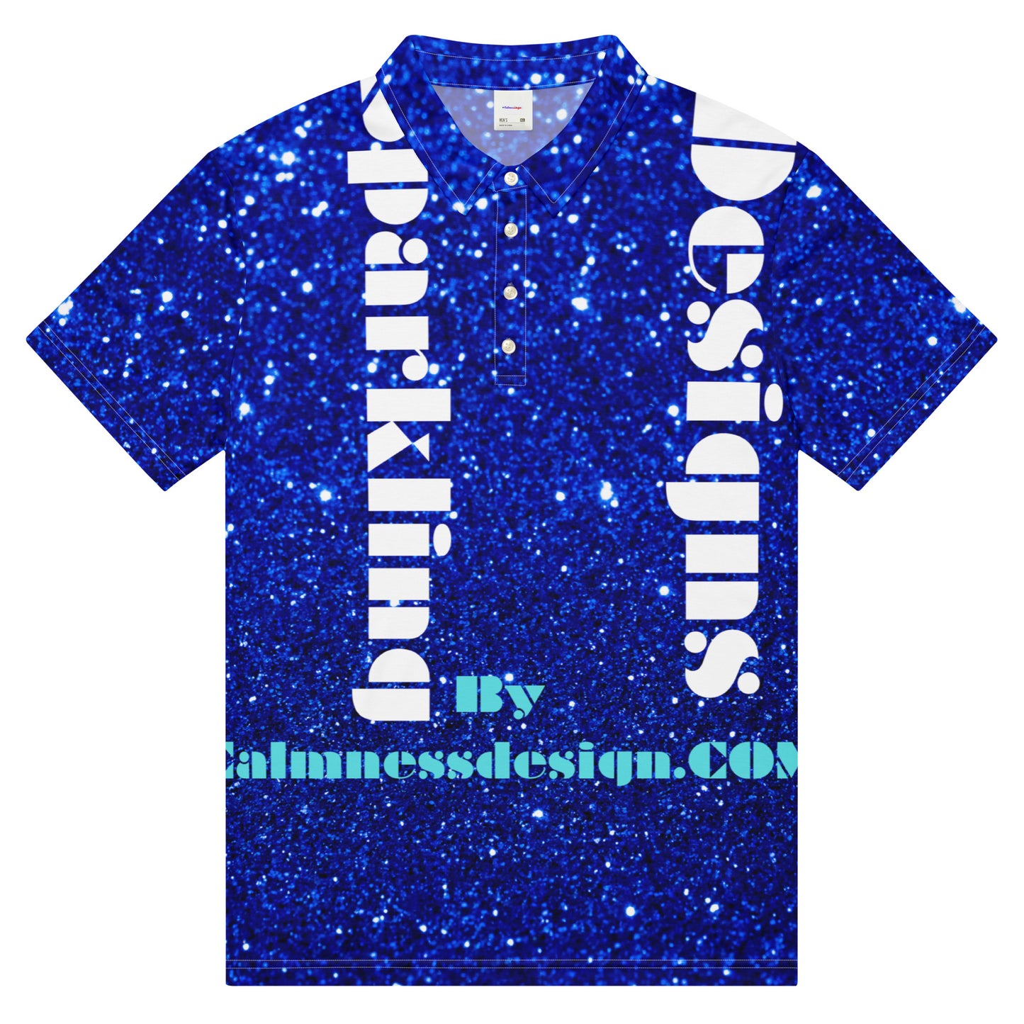 Sparkling Blue Color Sparkling Designs By Calmnessdesign.COM, Men’s slim fit polo