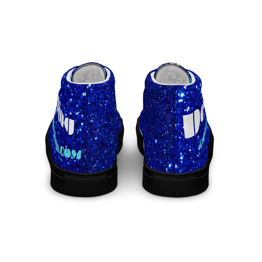 Sparkling Blue Color Sparkling Designs By Calmnessdesign.COM,Men’s high top canvas shoes