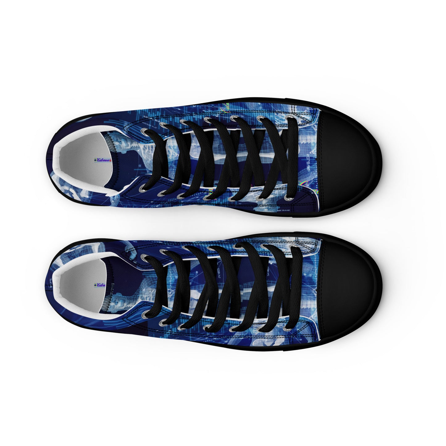 Calmness Designs, Communication Network Concept,    Men’s high top canvas shoes