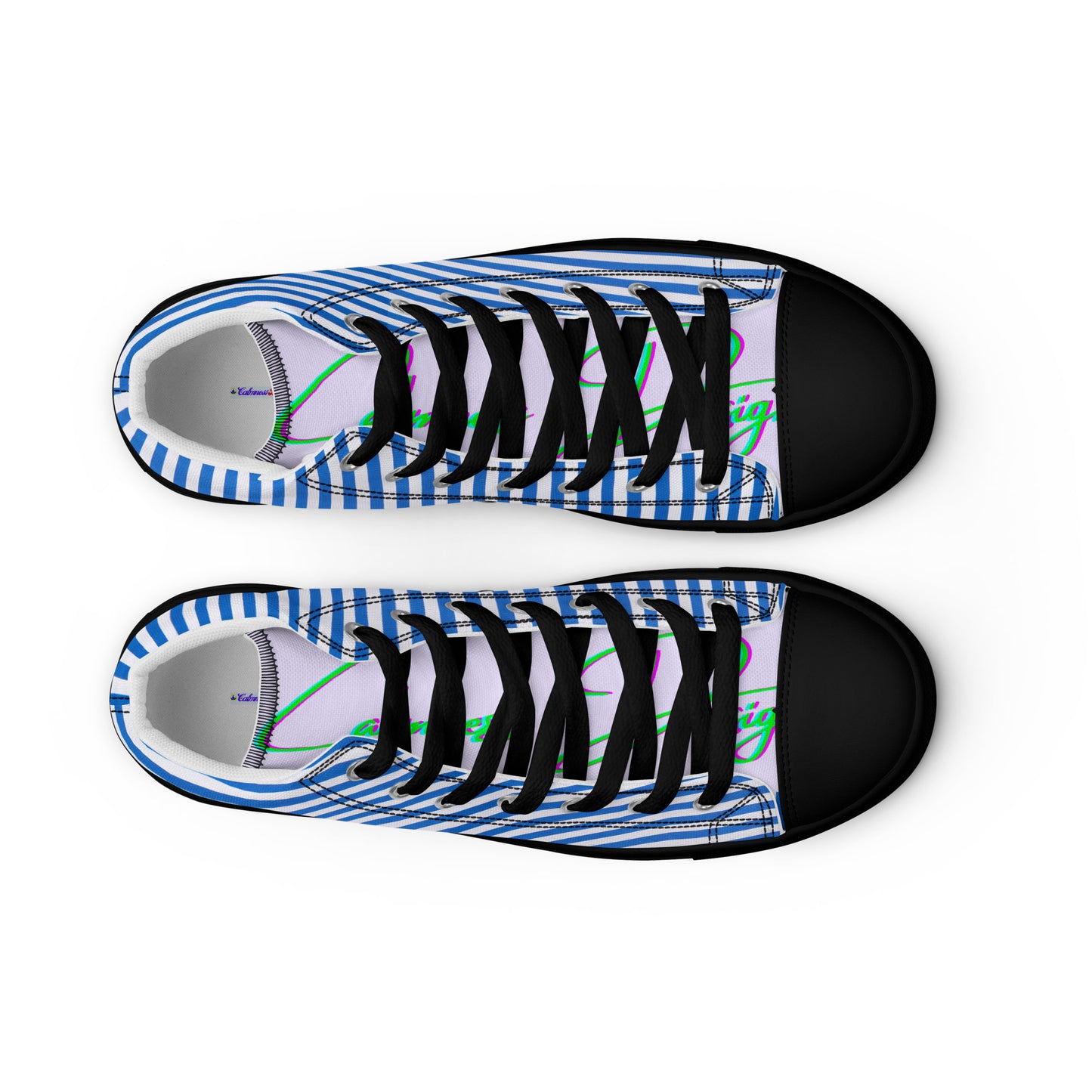 Stripes, Calmness Designs,   Men’s high top canvas shoes