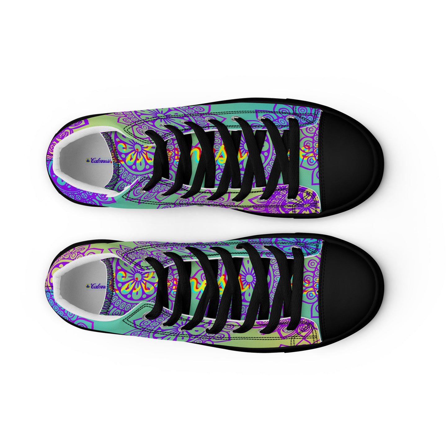 Luxury Mandala Designs, CALMNESS DESIGNS,  Creative Designer's,  Men’s high top canvas shoes