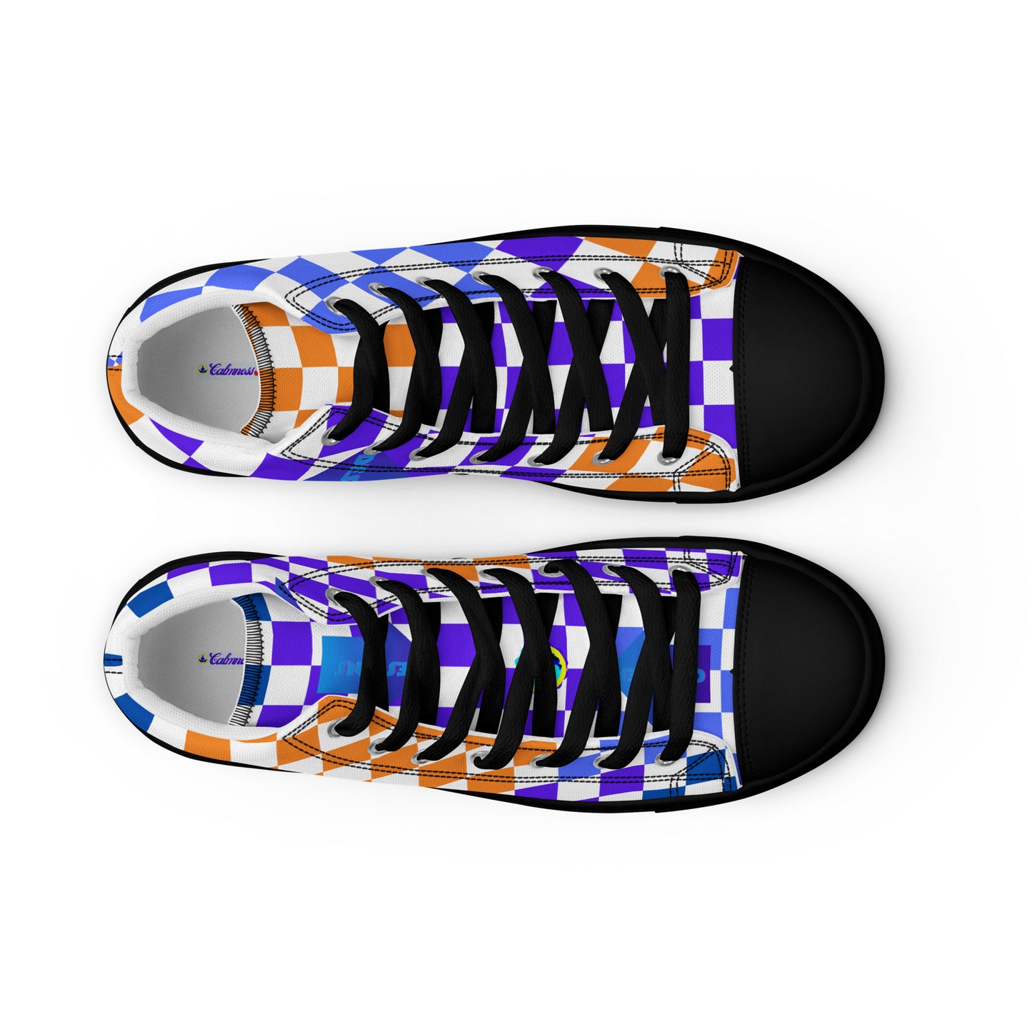 Checkerboard Styled, Calmnessdesign.COM,  Men’s high top canvas shoes