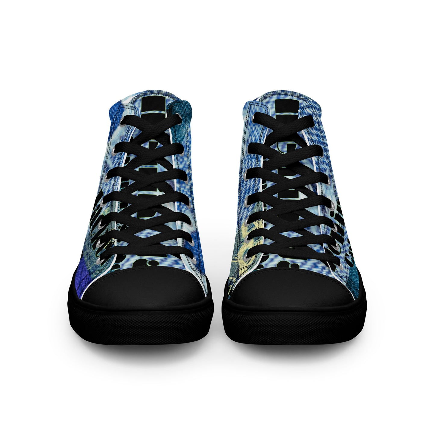 Tear on Denim, Old Jeans, By Calmnessdesign.COM,  Men’s high top canvas shoes