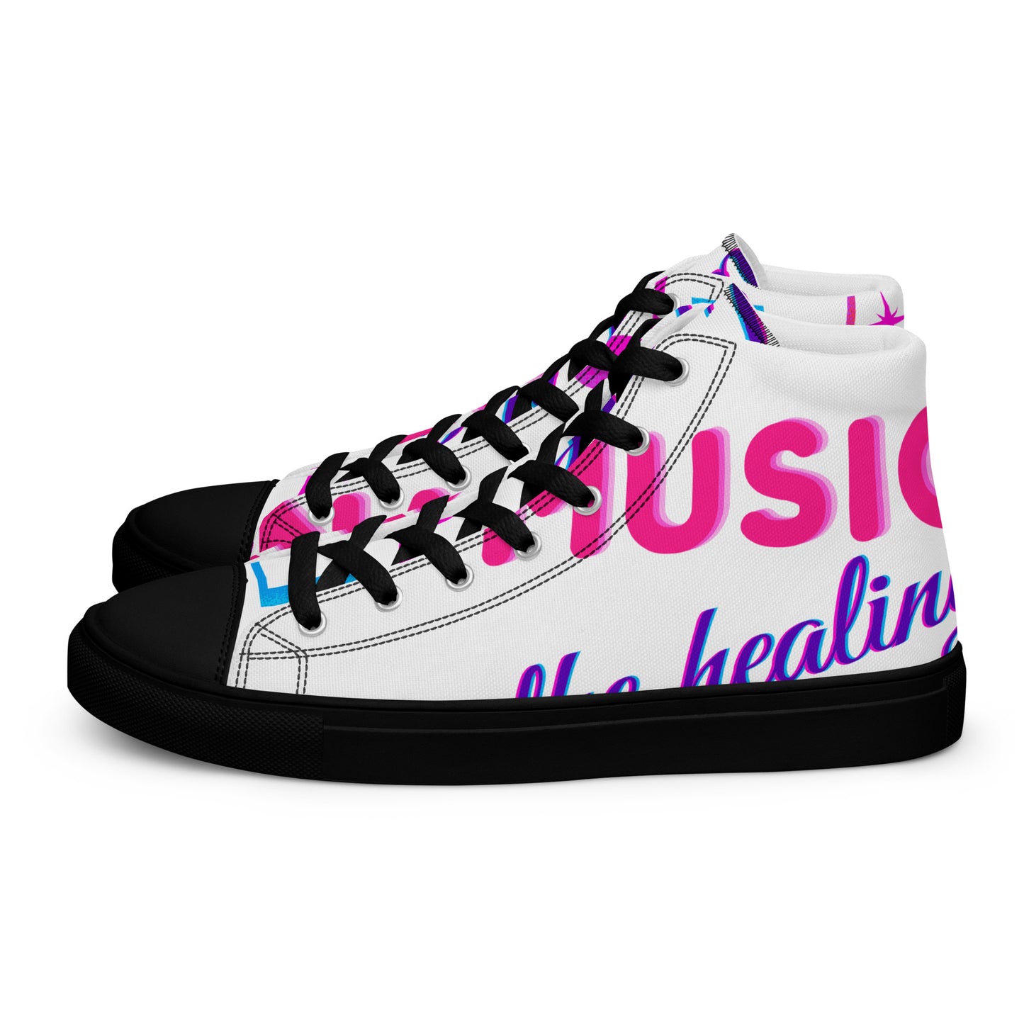 MUSIC Is the Healing of THE NATION,  Calmness Designs, Creative Designs,  Men’s high top canvas shoes