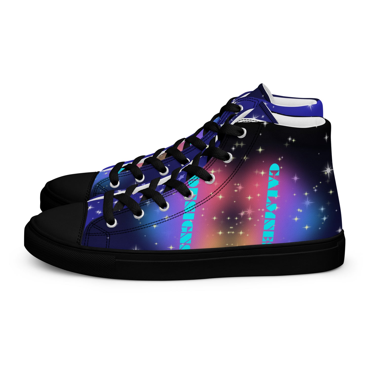 White Stars, Heart with Stars,  CALMNESS DESIGNS,  Creative Designer's,  Men’s high top canvas shoes