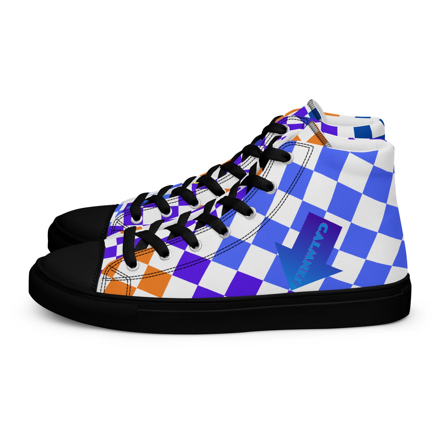 Checkerboard Styled, Calmnessdesign.COM,  Men’s high top canvas shoes