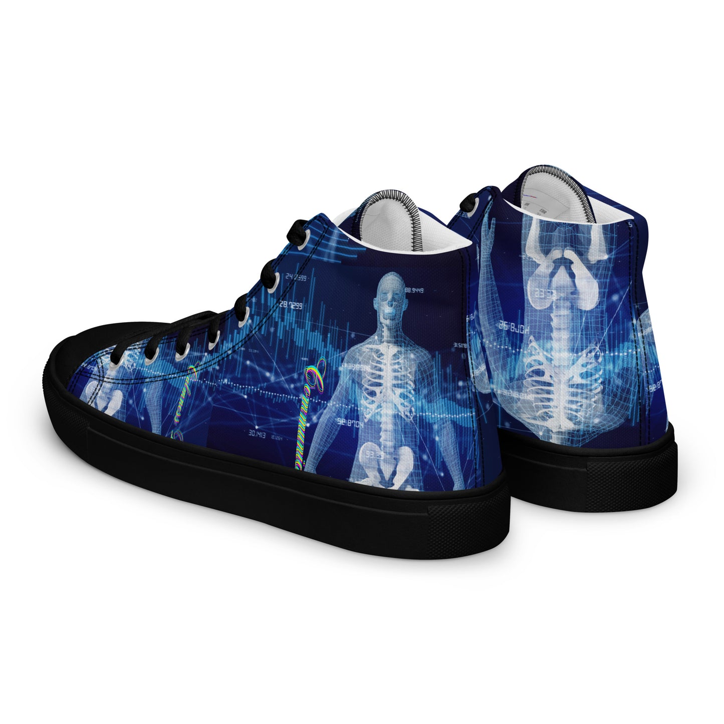 Calmness Designs, Communication Network Concept,    Men’s high top canvas shoes