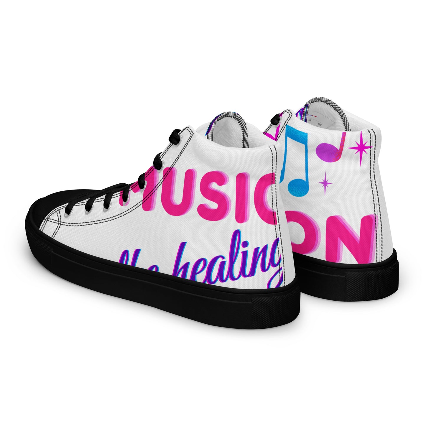 MUSIC Is the Healing of THE NATION,  Calmness Designs, Creative Designs,  Men’s high top canvas shoes